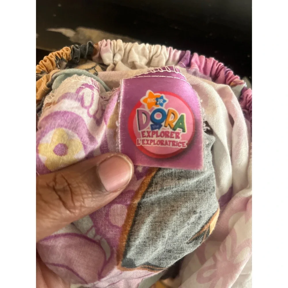Vintage 2006‎ Dora the Explorer Twin Fitted Sheet Nick Jr Purple Pink Floral